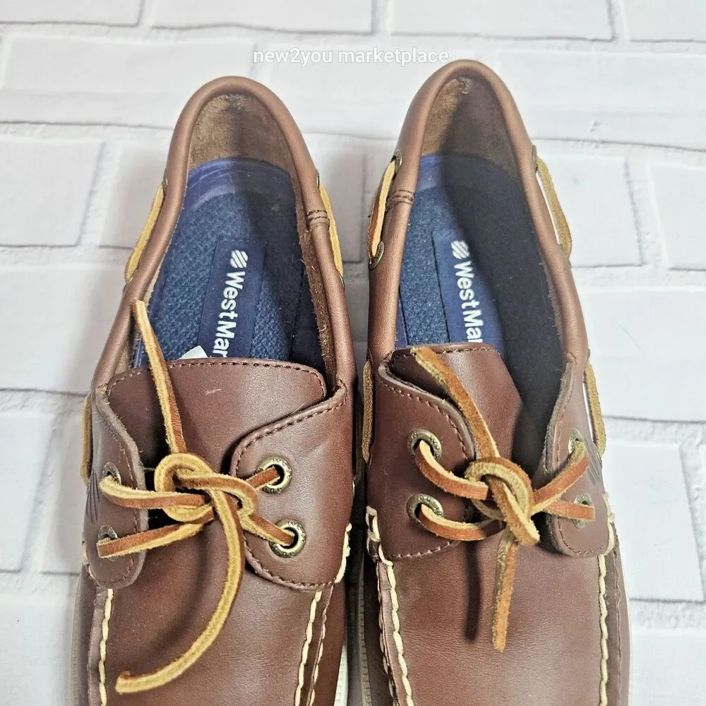 West Marine Boat Shoes Womens Size 7 Classic Mocs 1310 Loafers Brown Slip On